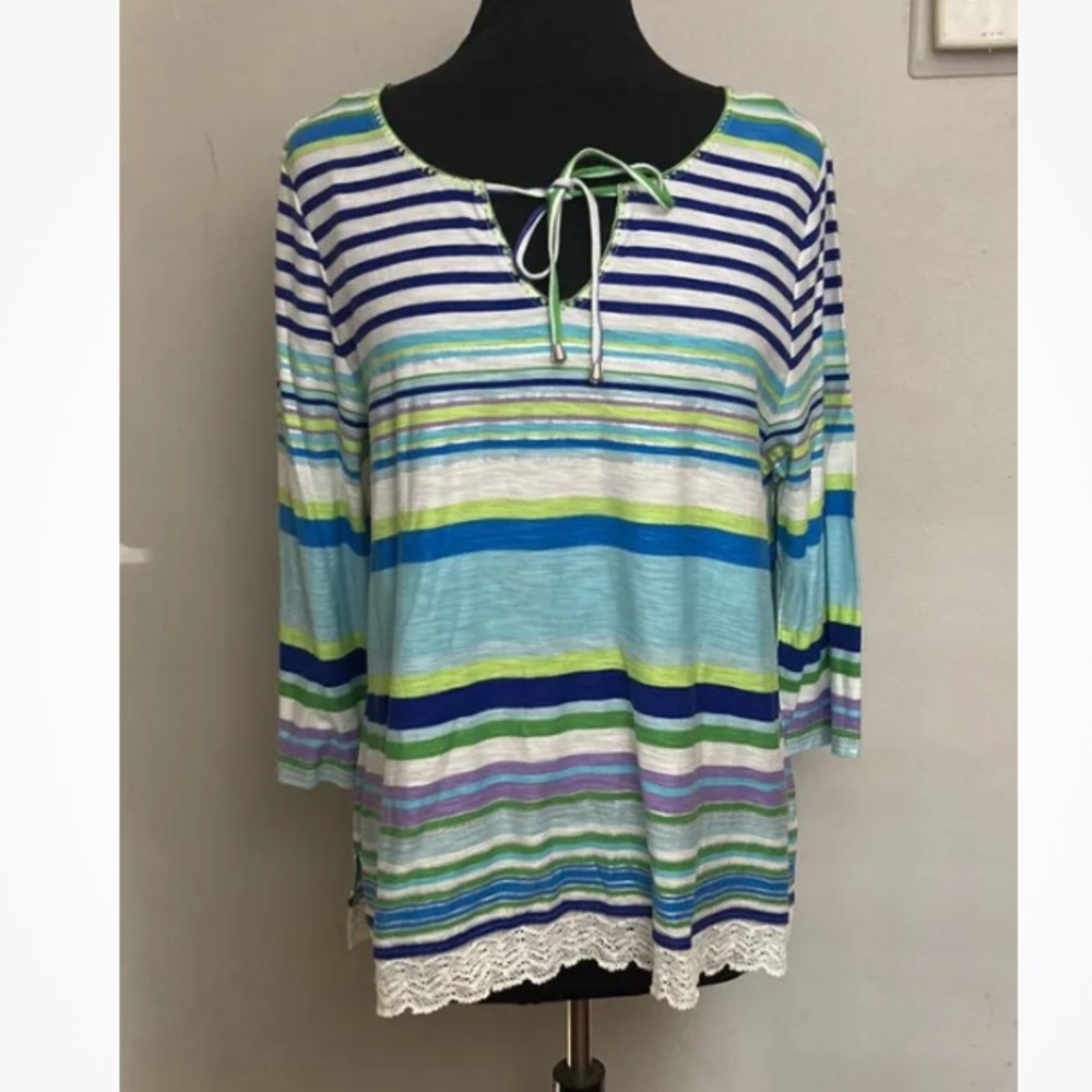 10-3 Rafaella Weekend top Blouse Colorful  PL  Petite Large NWT NEW